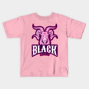 Black Magic Cute Pink Goat Baphomet with Pentagram Kids T-Shirt